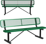 Leisure Craft Metal Outdoor Bench with Back - 6 Foot Heavy Duty Bench Seating for Garden, Porch, Picnic, Park - Photo 1