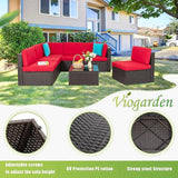 Vongrasig 7 Pieces Patio Furniture Sets, Outdoor All-Weather Wicker Patio Conversation Sets - Photo 6