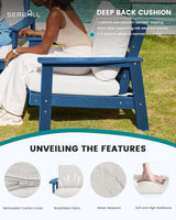 SERWALL 4 Piece HDPE Outdoor Furniture Set, All Weather Wood-Like Outdoor Sofa Sectional Couch - Photo 3