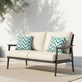 NATURAL EXPRESSIONS Patio Loveseat Sofa Outdoor Furniture Metal Chair with Wicker Backrest & 6 Inches Cushion for Indoor - Photo 8