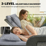 Outsunny Patio Rattan Daybed, Wicker Outdoor Daybed with Storage Ottoman, Loveseat Sofa with Adjustable Backrest - Photo 4