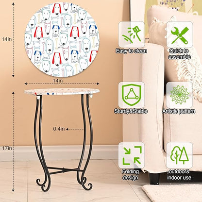 Side Tables for Patio, 14" Indoor Outdoor Metal Side Table for Poolside Bistro Balcony Yard Porch Bedside, Weather Resistant Metal Accent Table for Indoor Outdoor Use, Easy Assembly (White)