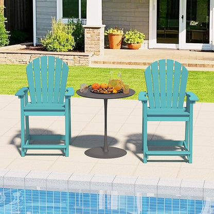 Tall Adirondack Chairs Set of 6, Outdoor Bar Height Chair for Patio, Heavy-Duty Tall Adirondack Chair, Weatherproof HDPE Chairs for Deck, Poolside, Lake Blue