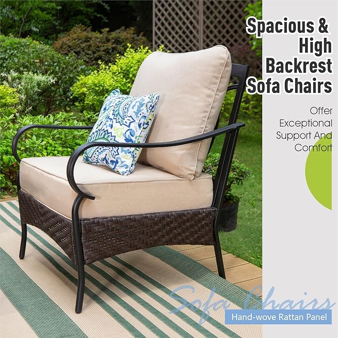 Sophia & William Metal Patio Furniture Set, 5 Seats Outdoor Conversation Set with 3-Seater Sofa, 2 Sofa Chairs - Photo 5