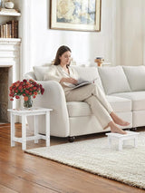 LUE BONA Outdoor Side Table, 2-Tier HDPS Outdoor Nesting End Table with Removable Small Foot Stool for Patio, Deck - Photo 6