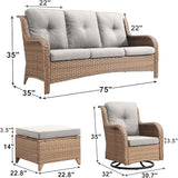 Rilyson Patio Furniture Swivel Chairs Set - 6 PC Wicker Rattan Outdoor Sectional Conversation Sets with 2 Rocking Chair - Photo 2