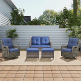 Rilyson Wicker Patio Furniture Set - 5 Piece Rattan Outdoor Sectional Conversation Sets with 2 Rocking Swivel Chairs - Photo 7