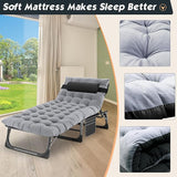 MOPHOTO Folding Chaise Lounge Chair 5-Position, Folding Cot, Heavy Duty Patio Chaise Lounges for Outside, Poolside - Photo 4