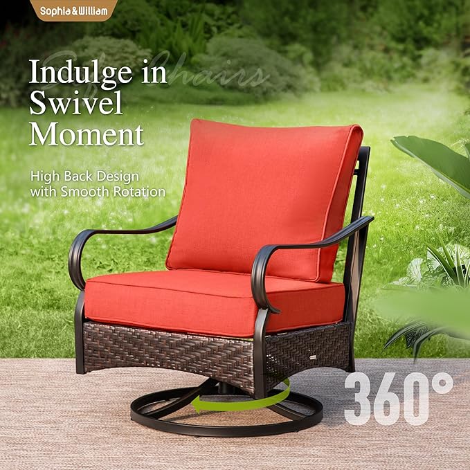 Sophia & William Patio Furniture Set, 5 Piece Metal Outdoor Conversation Set with 3-Seater Outdoor Couch - Photo 4
