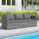 Tangkula 3 Seat Outdoor Wicker Sofa Set, Modular PE Rattan Patio Cushioned Sectional Couch Set - Photo 2