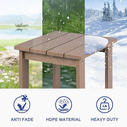 LZRS Adirondack Square Outdoor Side Table for Patio, Pool Composite Patio Table,HDPE End Tables for Backyard,Pool, Indoor Companion, Easy Maintenance & Weather Resistant(Weathered Wood)