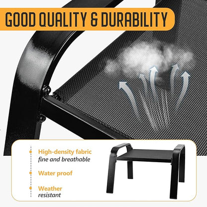 Outddor Patio Ottoman 2 Set All Weather Outdoor Foot Rest Patio Furniture Coffee Table for Garden Backyard Porch Black