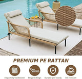 NATURAL EXPRESSIONS Aluminum Outdoor Chaise Lounge Chairs, Wicker Patio Lounge Chair Set of 2 with Side Table - Photo 4