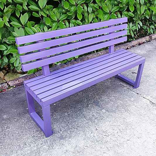 Outdoor Patio Benches, Garden Metal Bench with Backrest, for Front Porch, Yard, Patio, Entryway, Park, 500kg/1100lbs Load Bearing(Purple,100cm/39in)