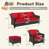 6 Pieces Patio Conversation Furniture Set - 2 Sofas, 2 Armchairs, 2 Ottomans - Photo 2