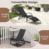 Tangkula Outdoor Rocking Chair Set of 2, 2-in-1 Convertible Lounge Chair with 4-Level Adjustable Backrest - Photo 5
