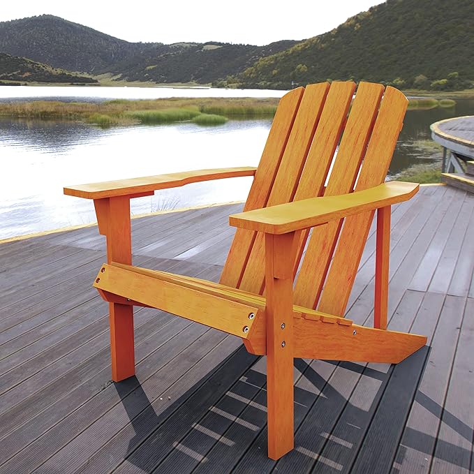 JONATHAN Y PAT1002A Westport Outdoor Patio Traditional Acacia Wood Adirondack Chair for Garden, Lawn, Backyard, Pool, Deck, Beach, Firepit, Light Brown