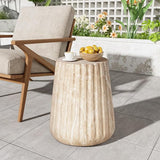 Christopher Knight Home Jayme 18.25" H Lightweight Concrete End Table, Outdoor Side Table, Carved Garden Stool - Photo 1