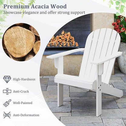 Giantex Acacia Wood Adirondack Chair Set of 4, Outdoor Fire Pit Chair with 105° Inclined Seat, High Backrest, 4" Wide Armrests, Patio Lounge Chair for Outside, Lawn, Backyard, Garden, Deck, Porch