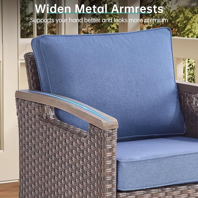 Luxury Outdoor Swivel Rocker Patio Chairs with 2 Ottomans - 4 Piece Heavy Duty Furniture Set All Weather Wicker - Photo 6