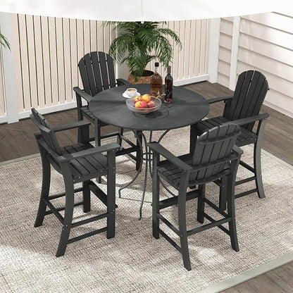 ORALNER Tall Adirondack Chairs, Set of 2 Outdoor High Back Balcony Chair, Weather Resistant HDPE Resin Plastic Bar Height Stools, 360 LBS Lifeguard Chair for Pool Patio Deck Backyard (2, Black)