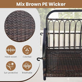 DORTALA 2-Person Porch Swing Outdoor, Patio Wicker Hanging Swing Bench with Cushions, Metal Frame, Ropes - Photo 2
