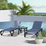 Domi Pool Lounge Chairs, Aluminum Patio Chaise Lounge with Side Table, Wheels, 5 Position Adjustable - Photo 3