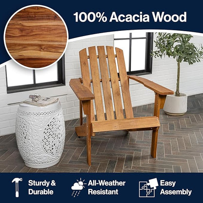 JONATHAN Y PAT1002A Westport Outdoor Patio Traditional Acacia Wood Adirondack Chair for Garden, Lawn, Backyard, Pool, Deck, Beach, Firepit, Light Brown