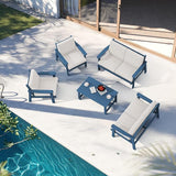 SERWALL HDPE Patio Furniture Set, 5 Piece All Weather Wood-Like Sectional Outdoor Furniture Set - Photo 9