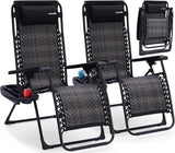 SereneLife Zero Gravity Lounge Chair Set of 2 – Outdoor Reclining Patio Chairs with Rattan Side Table - Photo 1