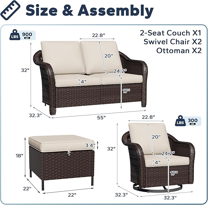 5 PCS Outdoor Conversation Set - Photo 2