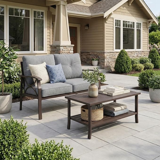 RoyalCraft 2-Pieces Outdoor Patio Furniture Set, Outdoor Metal Sectional Furniture with Cushions - Photo 1