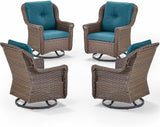 Patio Chairs Outdoor Swivel Glider - Set of 4 High Back Outside Brown Wicker Rattan Rocking Chair with Thick Cushion - Photo 1
