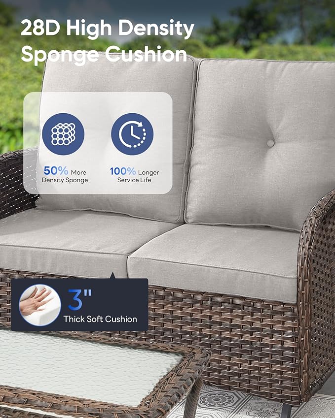 Outdoor Glider Bench-2 Seater Patio Glider Loveseat with High Back and Deep Seating Outdoor Couch for Deck Porch Garden - Photo 7