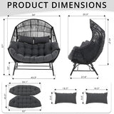 IRONCK 2 Person Egg Chair Indoor Outdoor, Double Lounge Chair, Update Frame, Cushions and Headrests - Photo 2