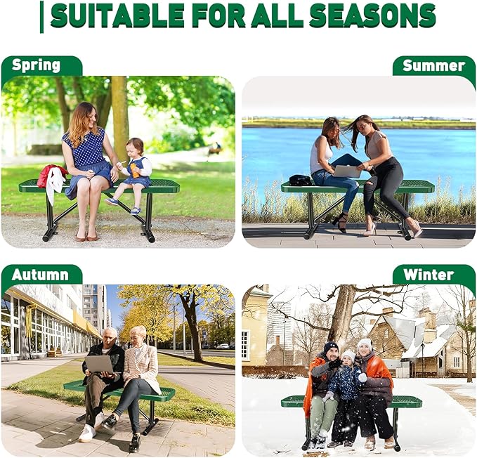 Ceridwen Park Benches for Weatherproof Commercial Outdoor Bench,Metal Frame Park Bench with Expanded Metal Mesh for Garden Bench,Rectangular Outdoor Benches for Outside Garden Lawn Yard Porch