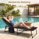 TLSUNNY Padded Folding Lounge Chair, Portable Reclining Chair with Pillow & Side Pocket - Photo 2