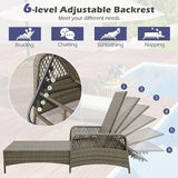Wicker Chaise Lounge Chair, Patio Rattan Recliner with 6-Position Adjustable Backrest, Soft Cushions - Photo 6