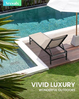 Outdoor Lounge Chairs Set of 3, Aluminum Chaise Lounge Chairs with 5-Position Recliner, Patio Lounge Chair for Backyard - Photo 2