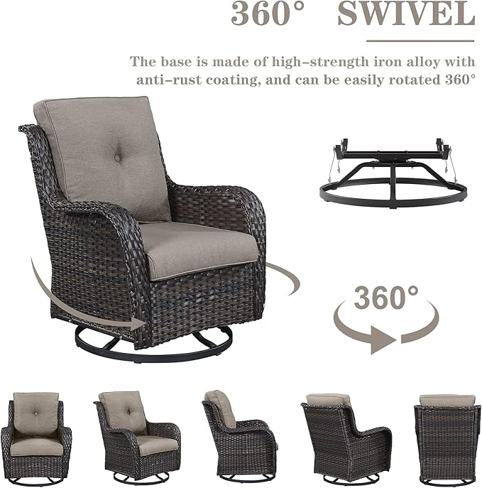 Belord Patio Furniture Set 6 Seats, Outdoor Swivel Rocker Patio Chairs, Oversized Outdoor Sectional Couch - Photo 7