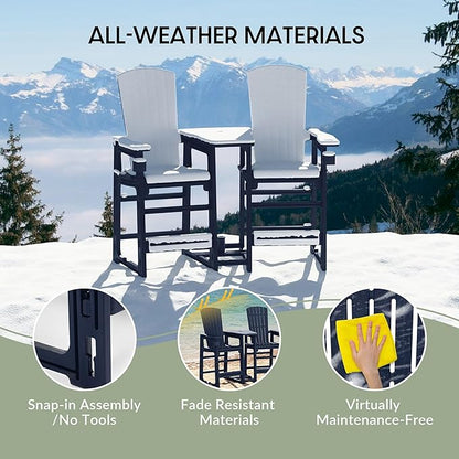 WestinTrends Azura Outdoor Tall Adirondack Chairs with Connecting Table Tray (Set of 2), Navy Blue