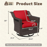 Outdoor Furniture Swivel Chair, Patio Glider Wicker Rocker Seating with Cushions for Porch Deck Balcony (Red) - Photo 2