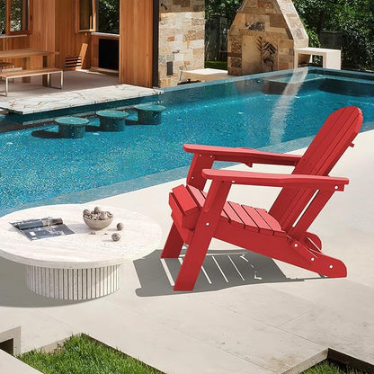 LOUNZY Folding Adirondack Chair, Dark Red