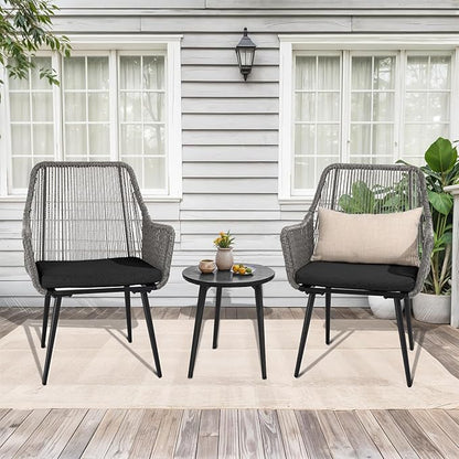 Patio Dining Chairs, Outdoor Dining Chairs with Armrest and Cushion Set of 6, Woven Twisted Wicker Rattan Chair, Modern Indoor Outdoor Seating for Garden, Lawn, Backyard, Grey