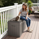 Greesum 100 Gallon Resin Deck Box Large Outdoor Storage Boxes with Cushions for Garden Tools, Patio Furniture Pillows - Photo 3