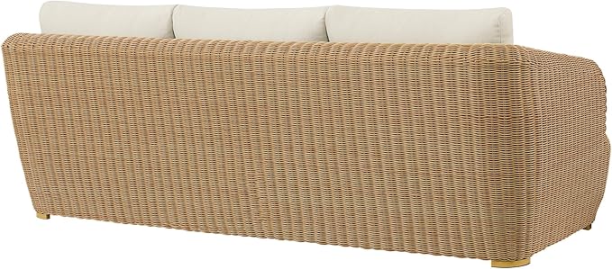 CHITA Patio Wicker 3-Seater Sofa with Removable Cushion, Backyard Rattan Chair for Sunrooms, Patios, Decks, Fully Assembled