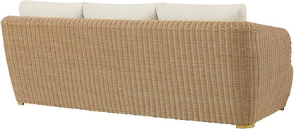 CHITA Patio Wicker 3-Seater Sofa with Removable Cushion, Backyard Rattan Chair for Sunrooms, Patios, Decks, Fully Assembled