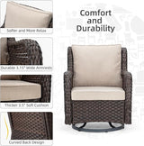 GAOMON Rattan Chairs Rocking Swivel Chair Outdoor Set with Side Table and Cushions - Photo 4