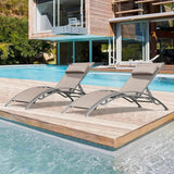 Domi Outdoor Chaise Lounge Set of 2 Patio Recliner Chairs with Adjustable Backrest and Removable Pillow for - Photo 1