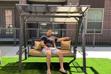 PURPLE LEAF 2-Seat Porch Swing with Adjustable PVC Canopy Metal Patio Bench Glider Swing Bed Outdoor Swing Chair with - Photo 2